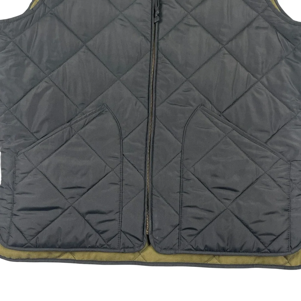 J Crew Outerwear Men's Diamond Quilted Vest Medium Black Full Zip Pockets 47752